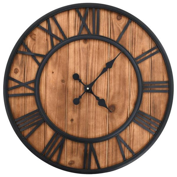 

vintage quartz wall clock wood and metal 60 cm xxl wall stickers