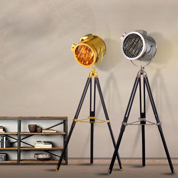 

modern floor lamp ac110-240v stainless steel light studio retro sliver golden color wooden metal floor lighting