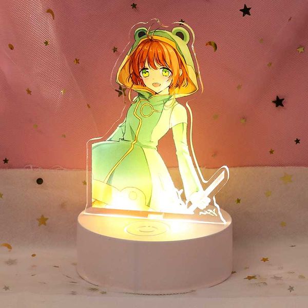 

wholesale vograce cartoon anime custom clear acrylic standee hand do led light stand keychain for gift no moq, Silver