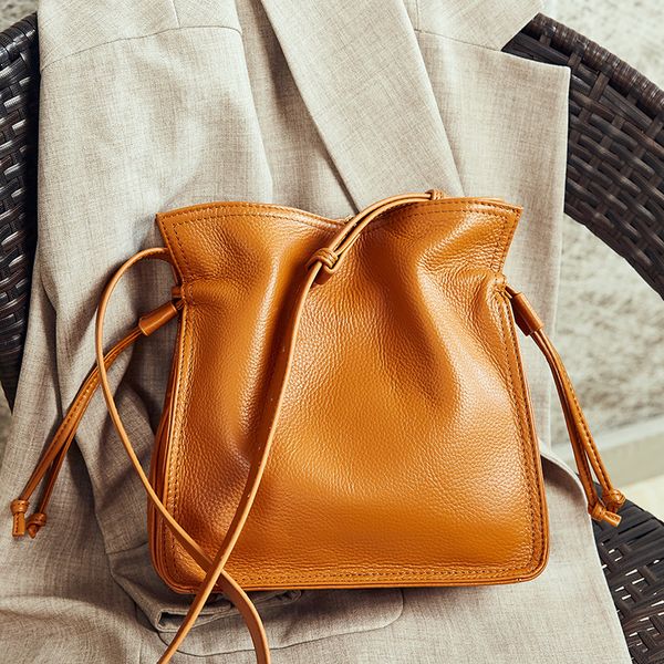 

genuine leather handbags for women fashion new bucket bag leather ladies shoulder bag messenger