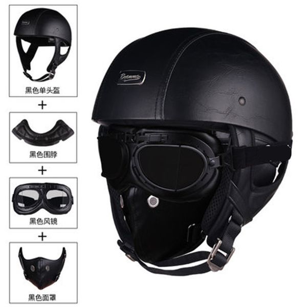 

vintage 1/2 motorcycle helmet half face chopper bike retro motocicletas freight dot approved