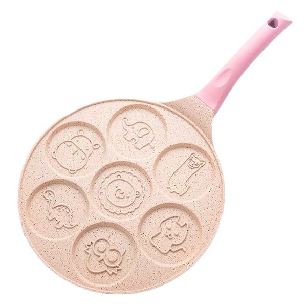 

seven-hole aluminum breakfast pot multifunctional animal and smiley face frying pan non-stick egg pot baby fried egg mold