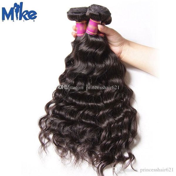 

mikehair дешевый бразильский remy ткет волос 4 связки естественной волна перуанских индийские малазийских человеческих волос оптовой 8-30inc, Black