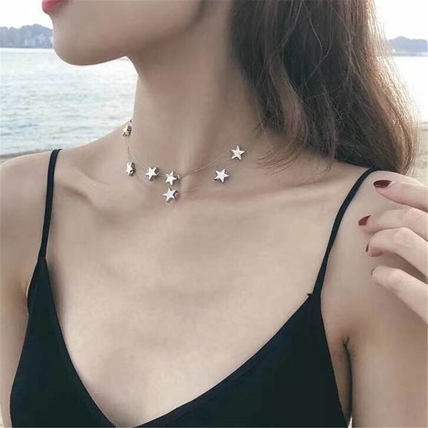 

еѬебѬо ве многолойной звезда choker ожеѬеле пѬоого Ѭалоение bohemia океѬ, Golden;silver