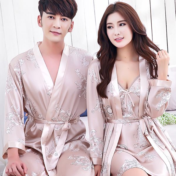 

2019 mens silk pajamas pajama pyjamas pjs sleepwear robe robes nightgown robes plus beige blue striped, Black;brown