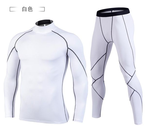 

2020 gym man compression pants sport tight sportswear running set t-shirt leggings men's sportswear demix gym sport suit, Black;blue