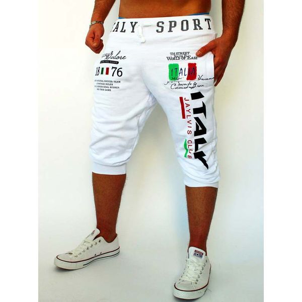 

mens designer luxury sportpants males sports digital printed design casual cropped trousers fitness fashion trend pants wholesale, White;black