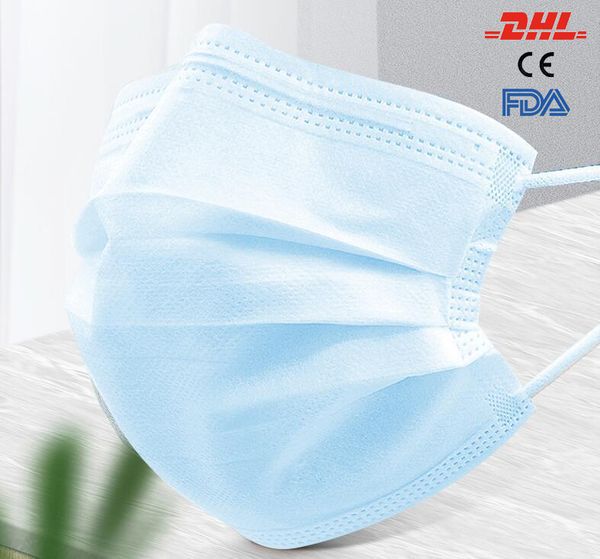 

dhl ship 12 часовые одноразовые маски для лица защита взрослых 3 слоя с расплавленным слоем барьера капельки пыли 50 штук на складе пятно