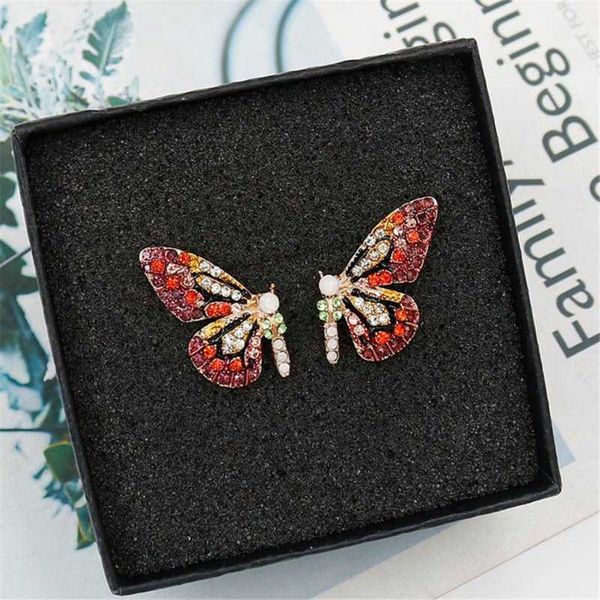

dangle & chandelier crystal butterfly stud earrings silver needle sparkling bow knot ear jewelry zircon women party luxury