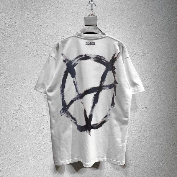 

luxury couple t-shirt french fashion vete brand short-sleeved t-shirt vtm anti-war series black and white loose summer short tee, White;black