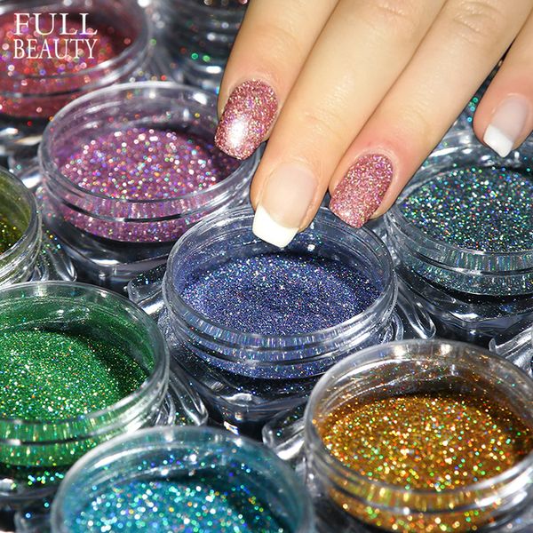 

1box shining iridescent laser powder dust nail art holographic mirror magic glitter nail pigment diy sequin accessories ch1028-1, Silver;gold