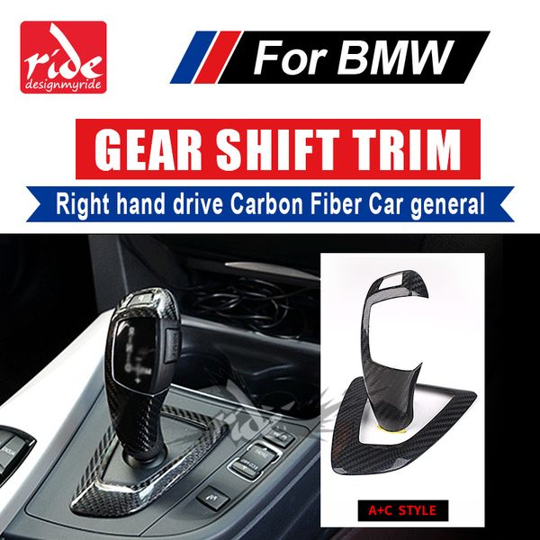 

for e46 e90 e92 e93 f30 f35 right hand drive carbon fiber car general gear shift knob cover&surround cover interior trim a+c