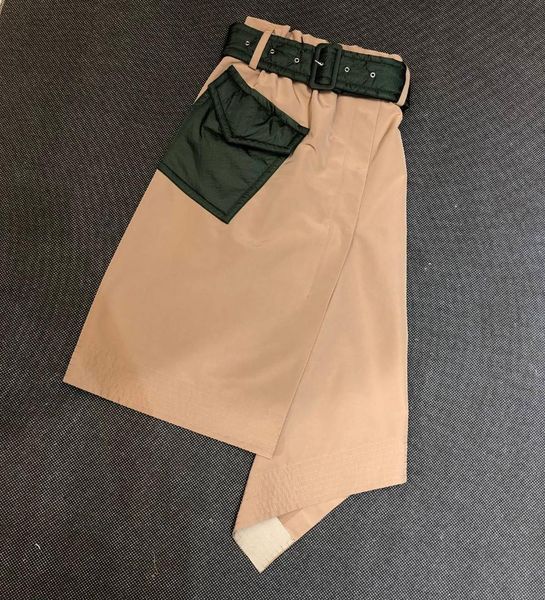

2019 new ladies fashion belt irregular stitching skirt 1024, Black