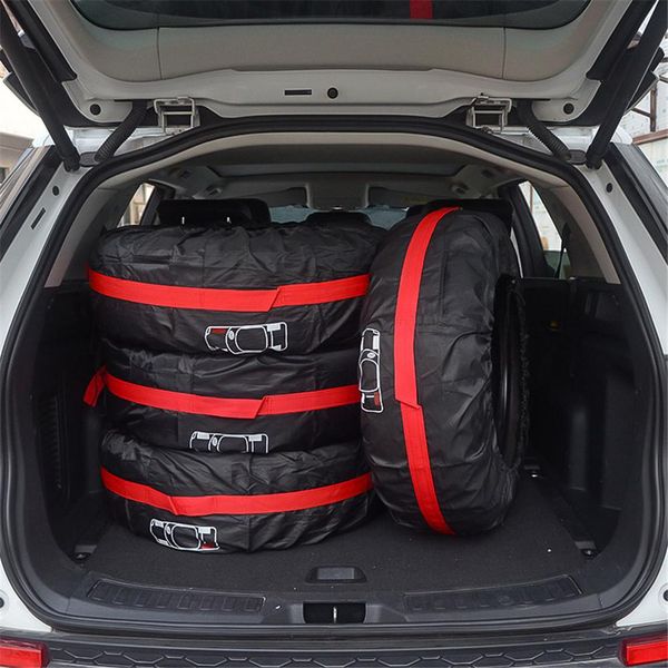 

4pcs car spare tire cover case polyester auto wheel tires storage bags vehicle tyre accessories dust-proof protector