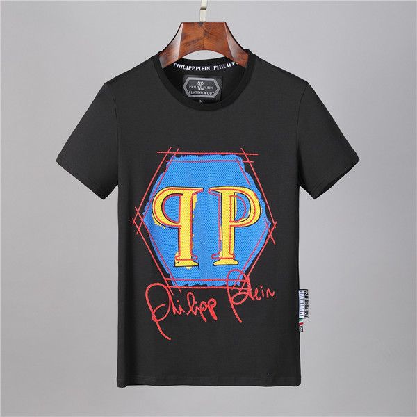 

2020 новый летний мужской бренд футболка печать philip высокого качества с короткими рукавами футболки, White;black