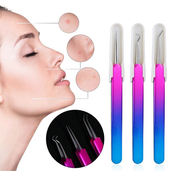 

3 styles fake eyelash extension remover clip nipper stainless steel rainbow colorful plating curved straight tweezer makeup tool
