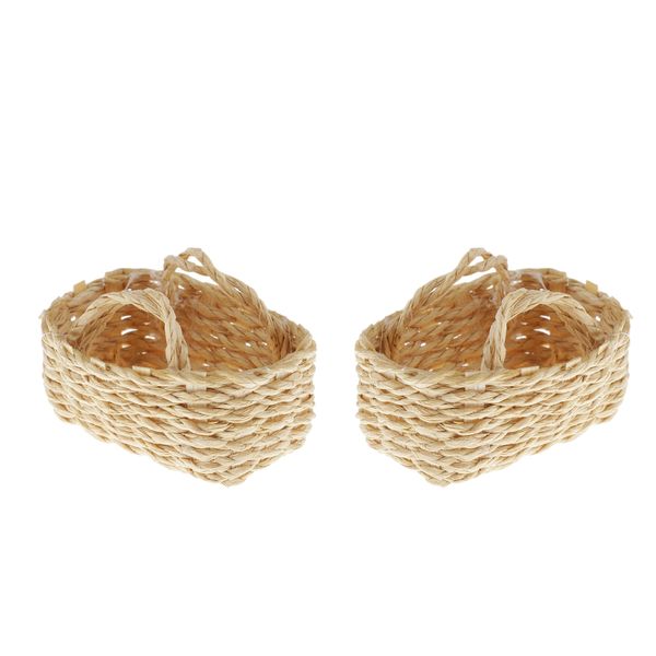 

2 pieces exquisite 1/12 dollhouse bamboo baskets decorations handcraft