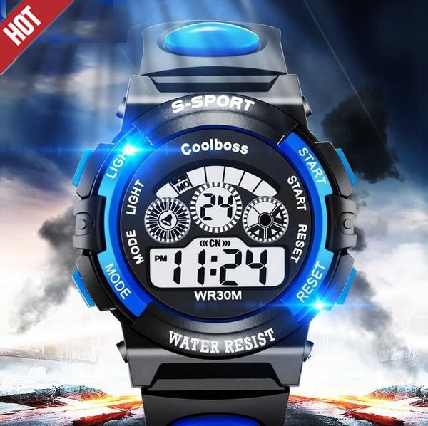 

watch for kids children watch waterproof children boy digital led quartz alarm date sports wrist boys watches sport, Blue