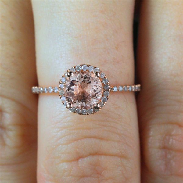 

14k rose gold micro - inlay diamond ring bizuteria gemstone anillos de bague etoile round jewelry rings for women agate diamante, Golden;silver