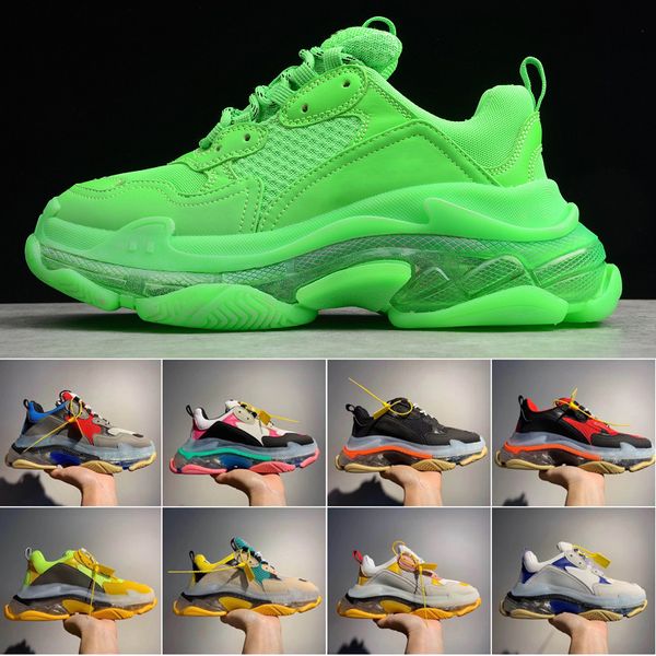 

mens triple s 3.0 fashion designer casual shoes women's combination nitrogen outsole crystal bottom dad casual shoes 36-45, Black