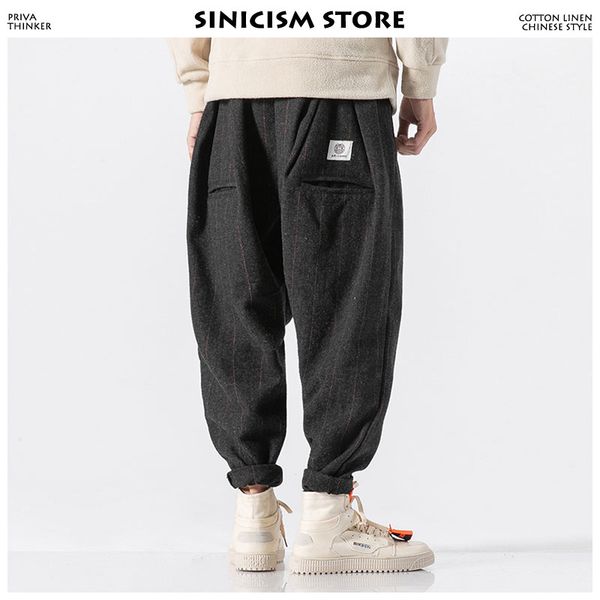 

sinicism store men winter harem pants 2018 mens streetwear pants male hip hop casual fashions joggers trousers plus size, Black