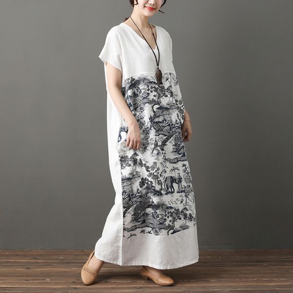 

cotton dress for women retro ladies dresses literary women's summer sundress robe longue femme vestido de festa clothes, Black;gray