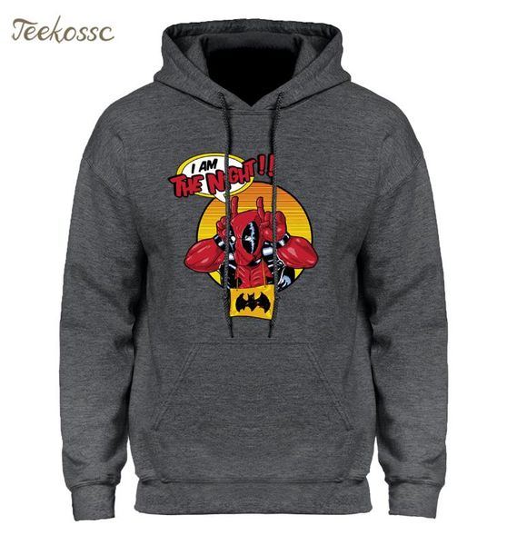 

hoodie mens i am the night hoodies funny dead pool hooded sweatshirts men's 2020 winter sportswear, Black