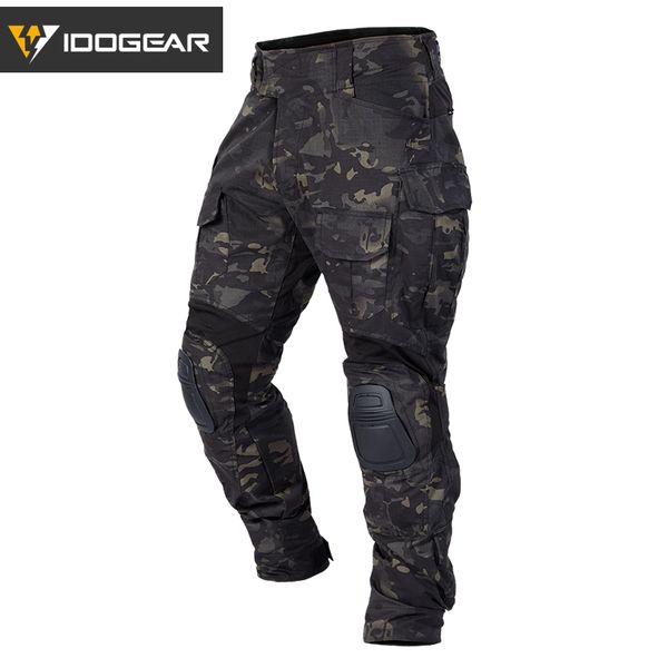 

idogear tactical bdu g3 combat pants camouflage bdu army pants with pads hunting multicam 3205, Camo;black