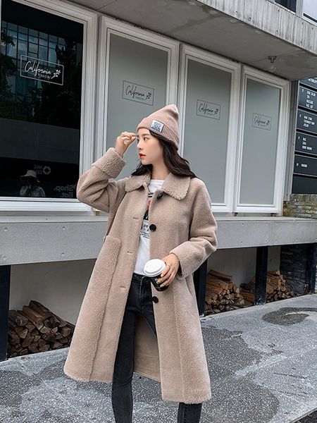 

dajane in the new fur coat long compound in female particles sheared sheep fur one wool coat, Black