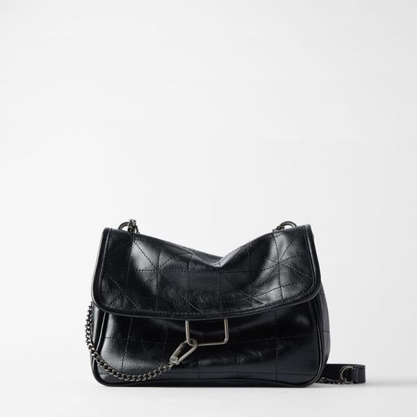 

2019 new women's bag black rock soft embroidered one shoulder chain messenger bag black purse women handbags