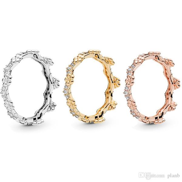 

new цветок корона кольцо из золота 18 карат розового золота гальваническим кольца оригинальной коробке для pandora 925 кольцо ювелирных изде, Slivery;golden