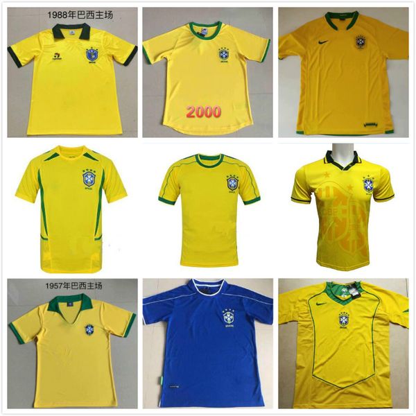 

brazil 1994 1998 2002 ronaldo ronaldinho jerseys brasil rivaldo retro classic shirts r.carlos romario bebeto camisa de futebol maillot foot, Black;yellow