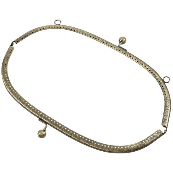 

1pc metal purse bag frame kiss clasp lock bronze tone 28.5cm x11.5cm, Black