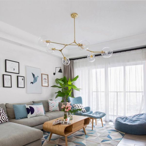 

modern glasses hanging lights designer branch rotate luxury pendant lamp globe bubble decorative fashion living room restaurant ship