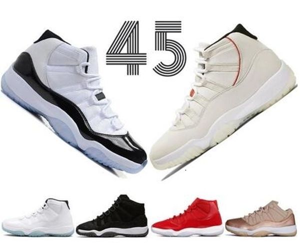 

11 11s platinum tint concord 45 cap and gown men basketball shoes prom night gym red bred barons space jams mens sports sneakers designer