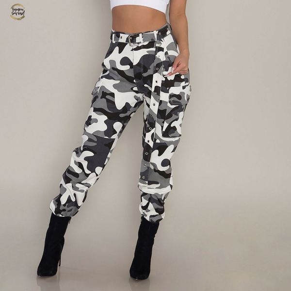 

camo womens cargo trousers casual pants military army combat camouflage pants loose jogger trousers women 2019 sweatpants, Black;white
