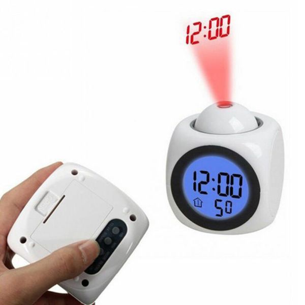 

multi-function digital alarm clock with led voice talking projection temperature
