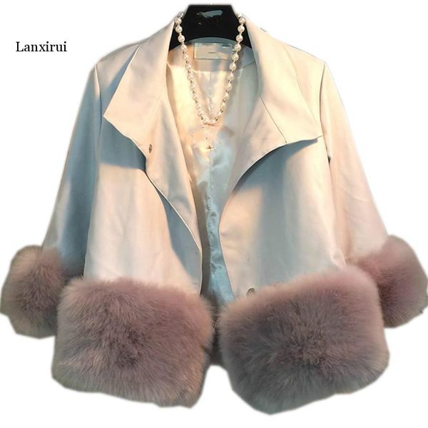 

plus size 3xl autumn winter pu leather patchwork thick coat women fur warm short coat, Black