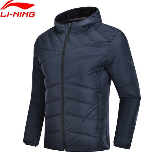 

li-ning men training series down jacket hooded polyester 90% white duck down 3d fitting lining warm sports coats aymn049 mwy304