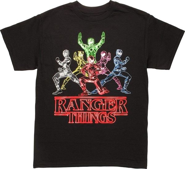 

power tee rangers ranger things men's, White;black