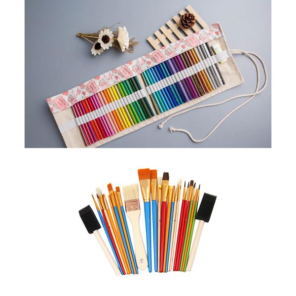 

25 pieces artists oil paint brushes+1 piece roll paint brush storage case