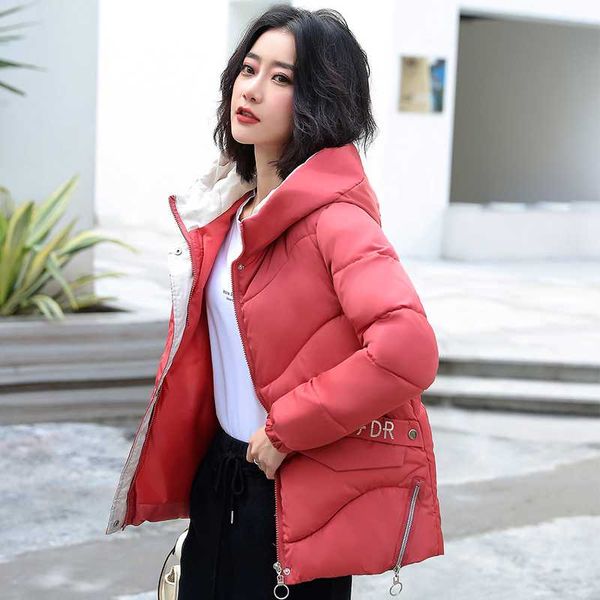 

women's down & parkas 2021 winter bubble jacket women hooded solid stand collar plus size korean style thick cotton female coat kobieta, Black