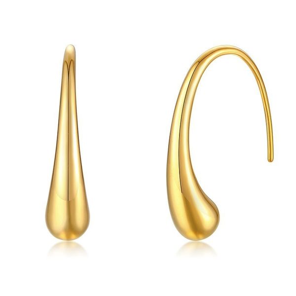 

special open hoop earring in golden brass teardrop back earrings for chic women