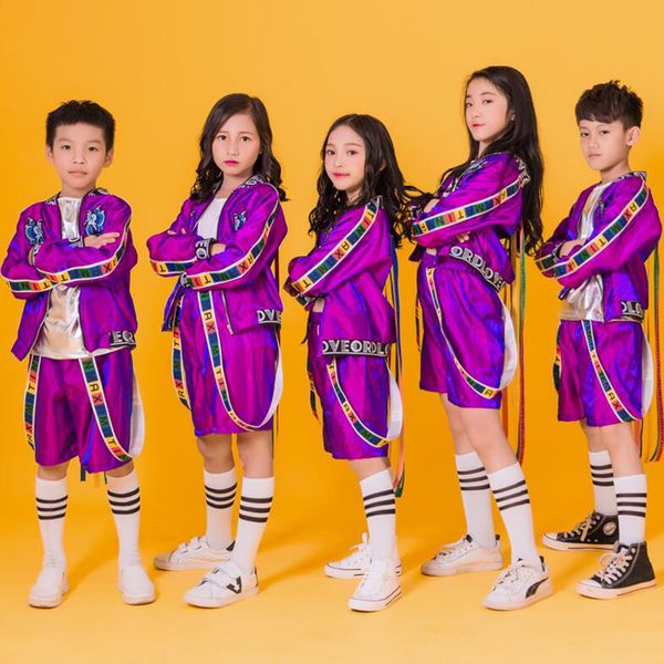 

3 pcs kids hip hop clothing coat pants girls boys jazz dance wear costumes kids drum stage ballroom dancing clothes wear, Black;red