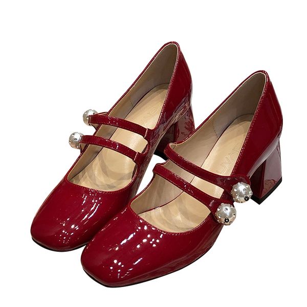 

2020 spring 6cm high heels women mary janes pumps patent leather rhinestone wedding party shoes ladies elegant dress shoes woman, Black
