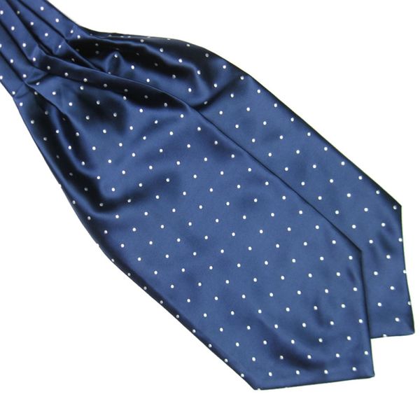 

polka dot men long silk scarves/cravat ascot ties handkerchief gentlemen, Blue;gray