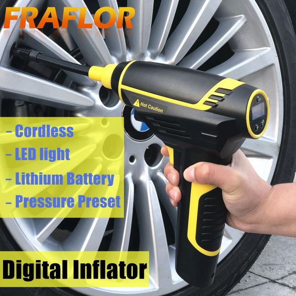 

rechargeable car air pump portable handheld car tyre inflator pump electric inflating digital wireless smart air compressor