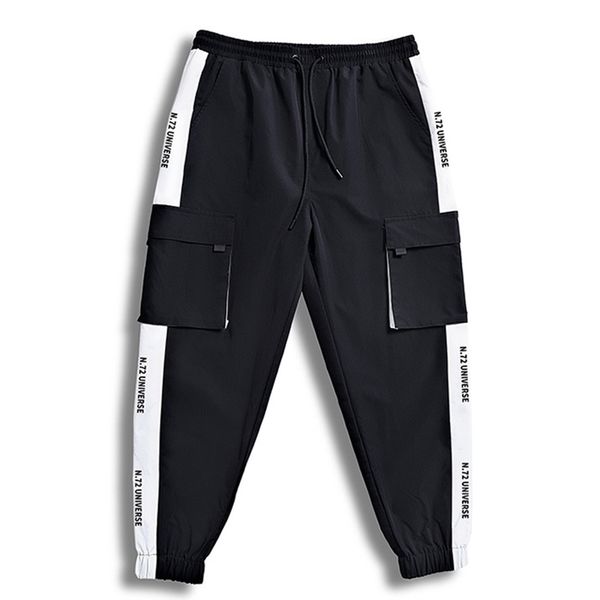 

men pocket men hip hop fashion casual autumn youth sports pants jogging pants nine, Black