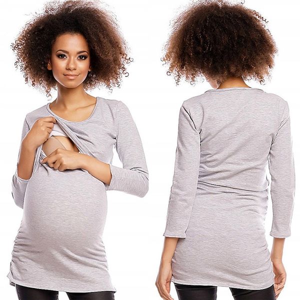 

плюс размер женщины с длинным рукавом беременные материнства футболка топ slim fit кормящих длинная футболка футболка s  l xl xxl, White