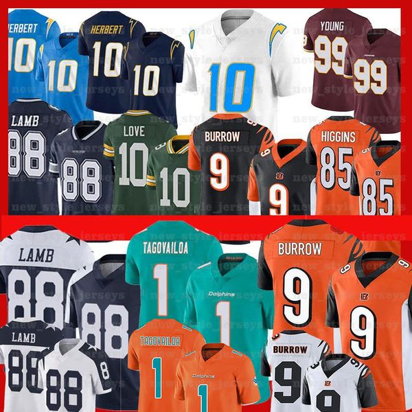 

9 joe burrow jersey cincinnatibengal 99 chase young 1 tua tagovailoa 88 ceedee lamb jeffery okudah justin herbert football jerseys, Black;red